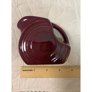 Fiesta Cinnabar Mini Disc Pitcher 5oz Burgundy Ceramic Juice Creamer 3.25in